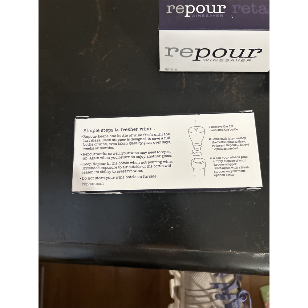 2- 4 Packs Repour Wine Saver Wine Preserver and Stopper Removes Oxygen - Picture 2 of 6